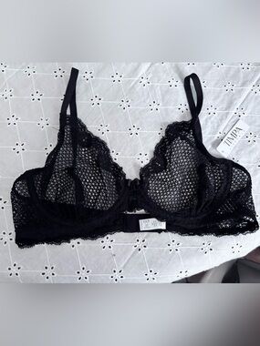 Black Lace Unlined Bra - Delicate Sheer Support